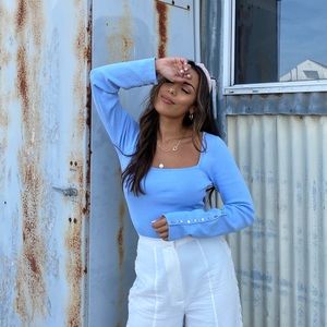 Keepsake the label - sunflower knit top baby blue